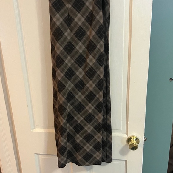 Minga London 90s strappy plaid midaxi slip dress in brown grunge medium - Picture 10 of 10